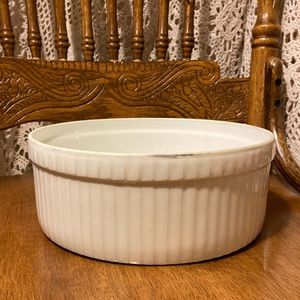 White Ceramic Circular Fluted Baking Dish
